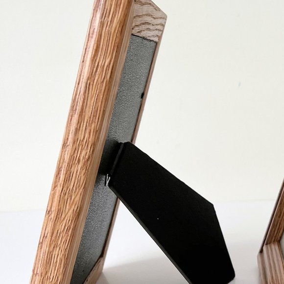 Vintage 90s Solid Oak Farmhouse Wood Picture Frames Original Glass 5x7, Set of 2 - Picture 14 of 16